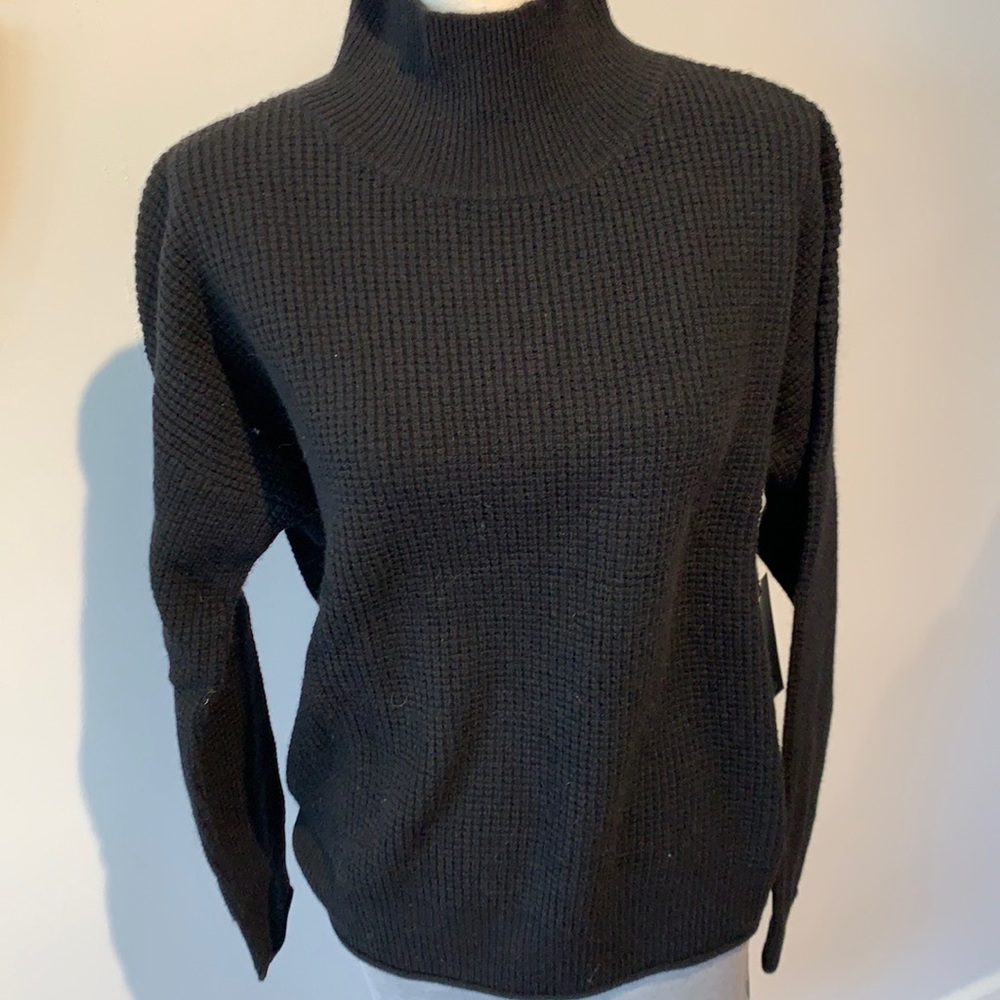 white + warren cashmere blend waffle stand neck